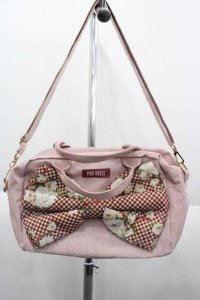 PINK HOUSE / 野ばらギンガム柄リボン付きショルダーバッグ  ピンク I-25-10-04-034-LO-BG-SA-ZI