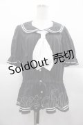 metamorphose / セーラーギャザーブラウス 1 黒ｘ白 I-25-10-04-045-ME-BL-SA-ZI