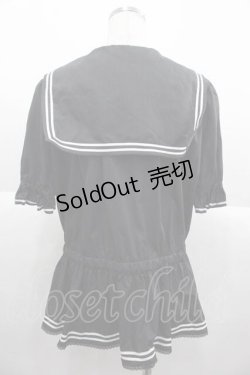 画像2: metamorphose / セーラーギャザーブラウス 1 黒ｘ白 I-25-10-04-045-ME-BL-SA-ZI