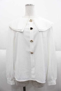 画像1: DearMyLoveRose / ハートボタンブラウス LL 白 I-25-10-04-049-EL-BL-SA-ZI