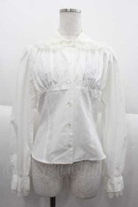 Moi-meme-Moitie / ギャザーレースブラウス(2009年)  白 I-25-10-04-051-MO-BL-HR-ZI