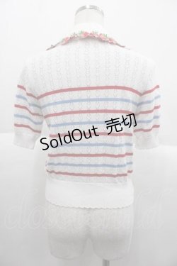 画像2: Jane Marple / Strawberry Meets Logoカラーのクロッシュボーダーカーディガン  オフ I-25-10-04-052-JM-TO-SA-ZI