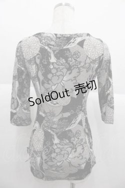 画像2: Ozz oneste / 和柄総プリントカットソー  グレー I-25-10-04-055-OO-TO-HR-ZI