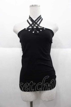 画像1: SEX POT ReVeNGe / 編み上げキャミトップス  黒 I-25-10-04-057-SP-TO-HR-ZI