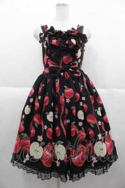 画像1: Angelic Pretty / Girly Applesジャンパースカート  黒 I-25-10-04-072-AP-OP-SA-ZI