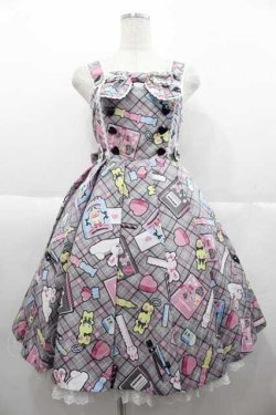 画像1: Angelic Pretty / Fancy Stationeryジャンパースカート  グレー I-25-10-04-073-AP-OP-SA-ZI