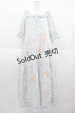 画像1: PINK HOUSE / 桜Teddyプリントワンピース  サックス I-25-10-04-091-LO-OP-SA-ZI