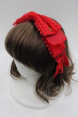 画像1: Angelic Pretty / レースハートチャーム羽根リボンカチューシャ  アカ I-25-10-04-101-AP-AC-SA-ZI