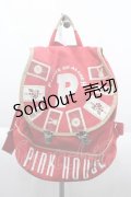PINK HOUSE / ロゴ＆ネーム使いリュックサック  赤 I-25-10-04-025-LO-BG-SA-ZI