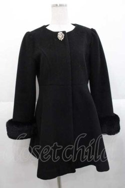 画像3: evelyn / ビジューブローチ付きコート  黒Ｘシルバー I-25-10-10-035-LO-CO-SA-ZI