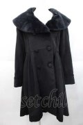 axes femme / ファーショールカラー付コート  黒 I-25-10-10-037-AX-CO-SA-ZI
