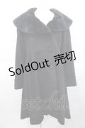 axes femme / ファーショールカラー付コート  黒 I-25-10-10-037-AX-CO-SA-ZI