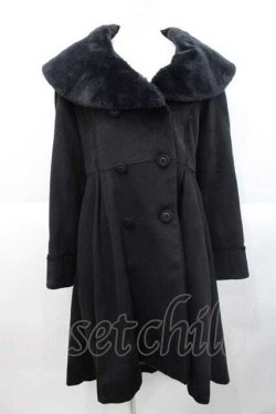 画像1: axes femme / ファーショールカラー付コート  黒 I-25-10-10-037-AX-CO-SA-ZI