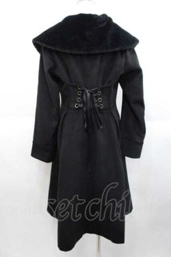 画像2: axes femme / ファーショールカラー付コート  黒 I-25-10-10-037-AX-CO-SA-ZI