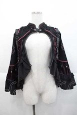 画像1: Ozz oneste / 薔薇十字架刺繍ケープ  黒Ｘ赤 I-25-10-10-040-OO-JA-SA-ZI (1)