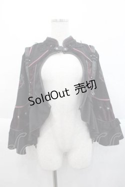 画像1: Ozz oneste / 薔薇十字架刺繍ケープ  黒Ｘ赤 I-25-10-10-040-OO-JA-SA-ZI