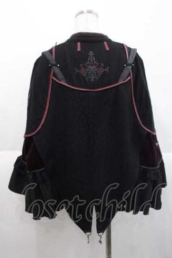 画像2: Ozz oneste / 薔薇十字架刺繍ケープ  黒Ｘ赤 I-25-10-10-040-OO-JA-SA-ZI