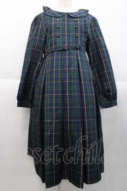 画像1: FLC / MINA*タータンチェックワンピース L ネイビーＸグリーン I-25-10-10-049-LO-OP-SA-ZI