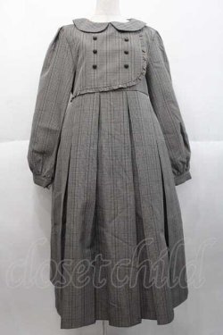 画像1: FLC / チェック柄ボックスプリーツワンピース L 黒チェック I-25-10-10-050-LO-OP-SA-ZI