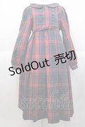 FLC / 皆方由衣コラボ MINA*タータンチェックワンピース L 紺ｘ赤 I-25-10-10-051-LO-OP-SA-ZI