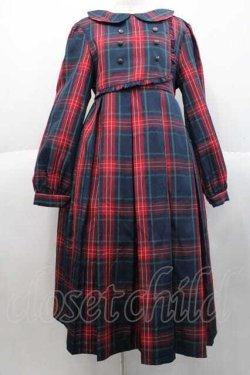 画像1: FLC / 皆方由衣コラボ MINA*タータンチェックワンピース L 紺ｘ赤 I-25-10-10-051-LO-OP-SA-ZI