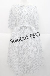 Jane Mrple / Harmony cross stitch collar dress ドレス  白Ｘ青 I-25-10-10-053-LO-OP-SA-ZI