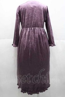 画像2: merlot plus / ベルベット長袖ワンピース  ラベンダー I-25-10-10-070-LO-OP-SA-ZI