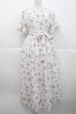 画像1: tocco closet / フラワーブーケプリント半袖ワンピース  白 I-25-10-10-074-LO-OP-SA-ZI