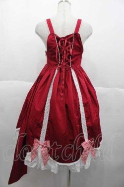 画像2: BABY,THE STARS SHINE BRIGHT / Emiliaギンガムジャンパースカート  赤 I-25-10-10-084-BA-OP-SA-ZI