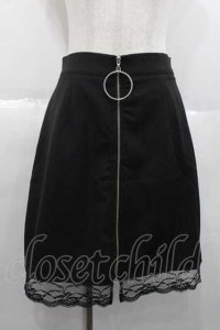 Jamieエーエヌケー / フロントZIPタイトスカート  黒Ｘシルバー I-25-10-10-095-LO-SK-SA-ZI