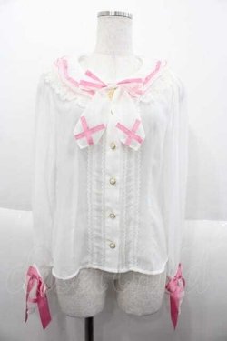 画像1: BABY,THE STARS SHINE BRIGHT / Ruban le Lien a la modeブラウス  白Ｘピンク I-25-10-10-011-BA-BL-SA-ZI