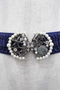 axes femme / マリンパールモチーフゴムベルト  ネイビーＸ白 I-25-10-10-122-AX-ZA-SA-ZI