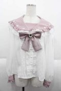 Ank Rouge / リボンセーラー半袖ブラウス  ピンクＸ白 I-25-10-10-014-CA-BL-SA-ZI