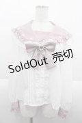 Ank Rouge / リボンセーラー半袖ブラウス  ピンクＸ白 I-25-10-10-014-CA-BL-SA-ZI
