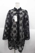 axes femme kawaii / シースルーチャイナブラウス M 黒 I-25-10-10-016-AX-BL-SA-ZI