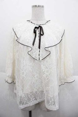 画像1: axes femme / レースハイネックトップス  白Ｘブラウン I-25-10-10-020-AX-TO-SA-ZI