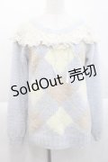 LIZ LISA / レース&アーガイルボアトップス  サックスＸブラウンＸイエロー I-25-10-10-021-LO-TO-SA-ZI