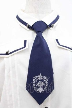 画像3: axes femme / ミリタリー風タイ付ブラウス  アイボリーＸネイビー I-25-10-10-002-AX-BL-SA-ZI