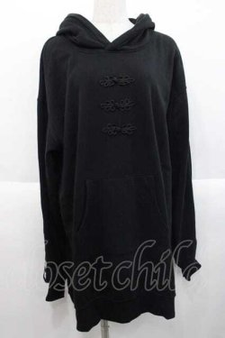画像1: Jamieエーエヌケー / チャイナボタンパーカーワンピース  黒Ｘ白 I-25-10-10-026-LO-OP-SA-ZI