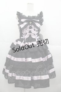 BABY,THE STARS SHINE BRIGHT / Sweet Best Wishesジャンパースカート＆リボンクリップセット  黒Ｘラベンダー I-25-10-15-048-BA-OP-SA-ZI