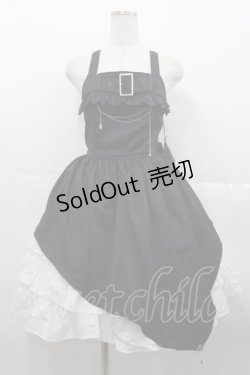 画像1: ALICE and the PIRATES / 蜘蛛の巣おばけプリントジャンパースカート  黒Ｘ白 I-25-10-15-050-PA-OP-SA-ZI