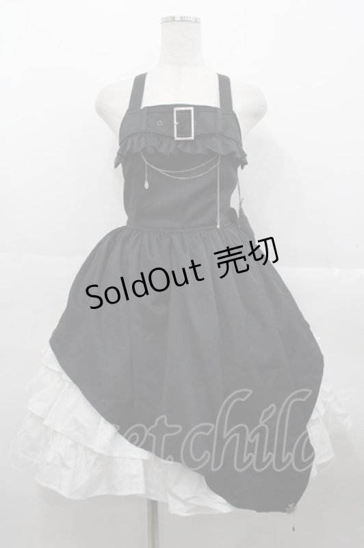 画像1: ALICE and the PIRATES / 蜘蛛の巣おばけプリントジャンパースカート  黒Ｘ白 I-25-10-15-050-PA-OP-SA-ZI (1)