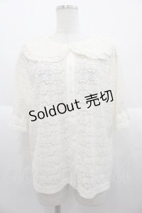 m petit by misako / AOKレースブラウス L 白 I-25-10-15-007-LO-BL-SA-ZI