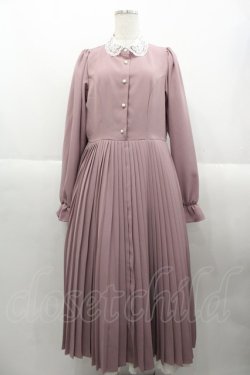 画像1: m petit by misako / AM*レースエリプリーツワンピース L ピンクＸ白 I-25-10-15-065-LO-OP-SA-ZI