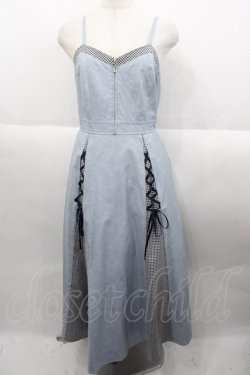 画像1: axes femme POETIQUE / レザー風キャミワンピース  サックス I-25-10-15-070-AX-OP-SA-ZI