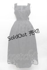 Moi-meme-Moitie / 花柄フロッキーロングジャンパースカート 9号 黒 I-25-10-15-074-MO-OP-HR-ZI