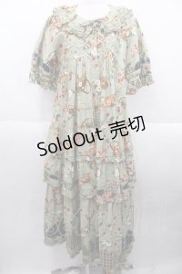 PINK HOUSE / 野ばらとチェリープリントパッチワークワンピース  ハッカ I-25-10-15-075-LO-OP-SA-ZI