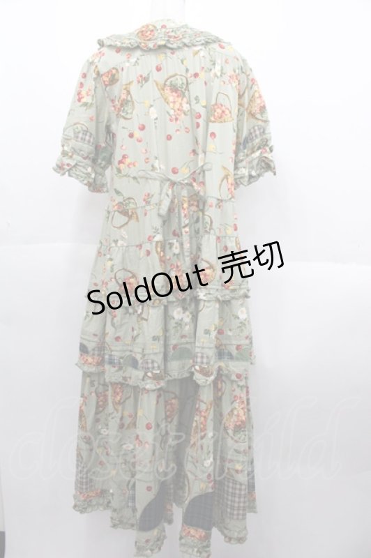 画像2: PINK HOUSE / 野ばらとチェリープリントパッチワークワンピース  ハッカ I-25-10-15-075-LO-OP-SA-ZI (2)