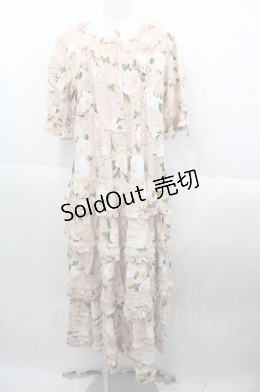 画像1: PINK HOUSE / ホワイトローズプリントワンピース  ピンク I-25-10-15-076-LO-OP-SA-ZI (1)