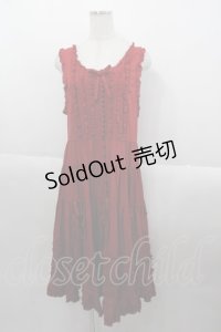 PINK HOUSE / 花びらフリル使いローンタブリエドレス  赤 I-25-10-15-079-LO-OP-SA-ZI